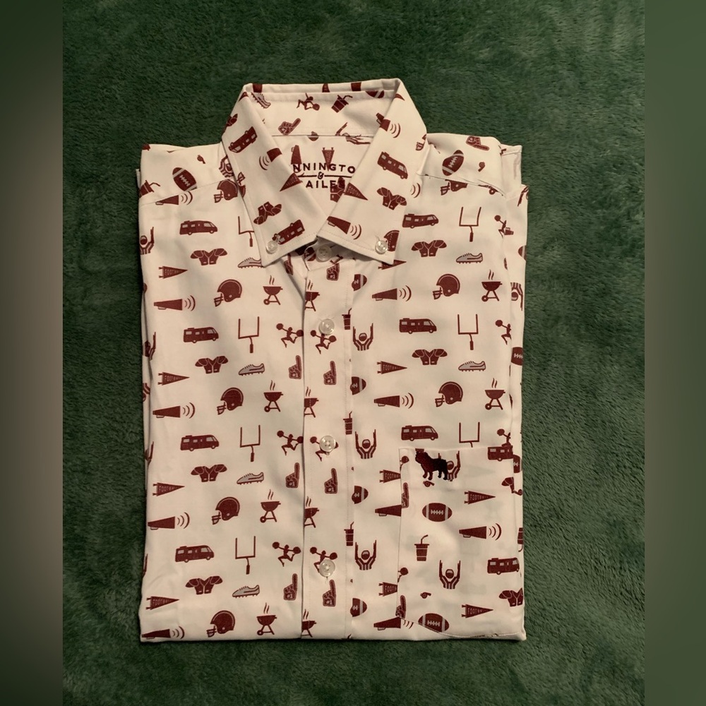 Penningtons White Shirt with Maroon Sports Icons